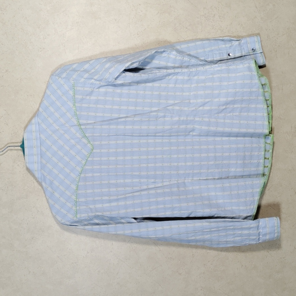 6173 Panhandle Slim Rough Stock lt blue & green Western shirt M - Picture 11 of 15